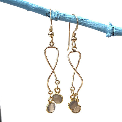 Gray Moonstone Drop Earrings on 14k Goldfilled Swirls