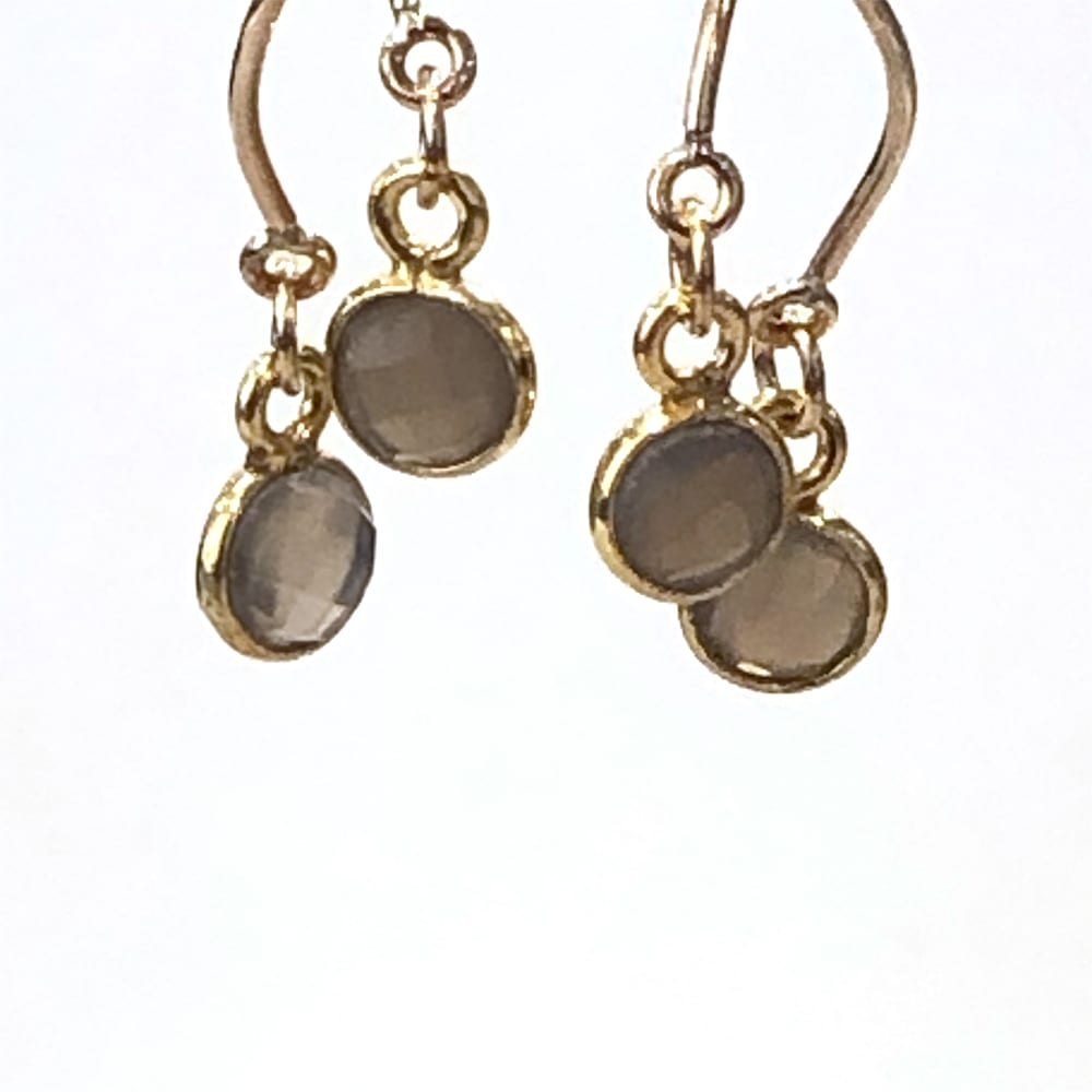 Gray Moonstone Drop Earrings on 14k Goldfilled Swirls